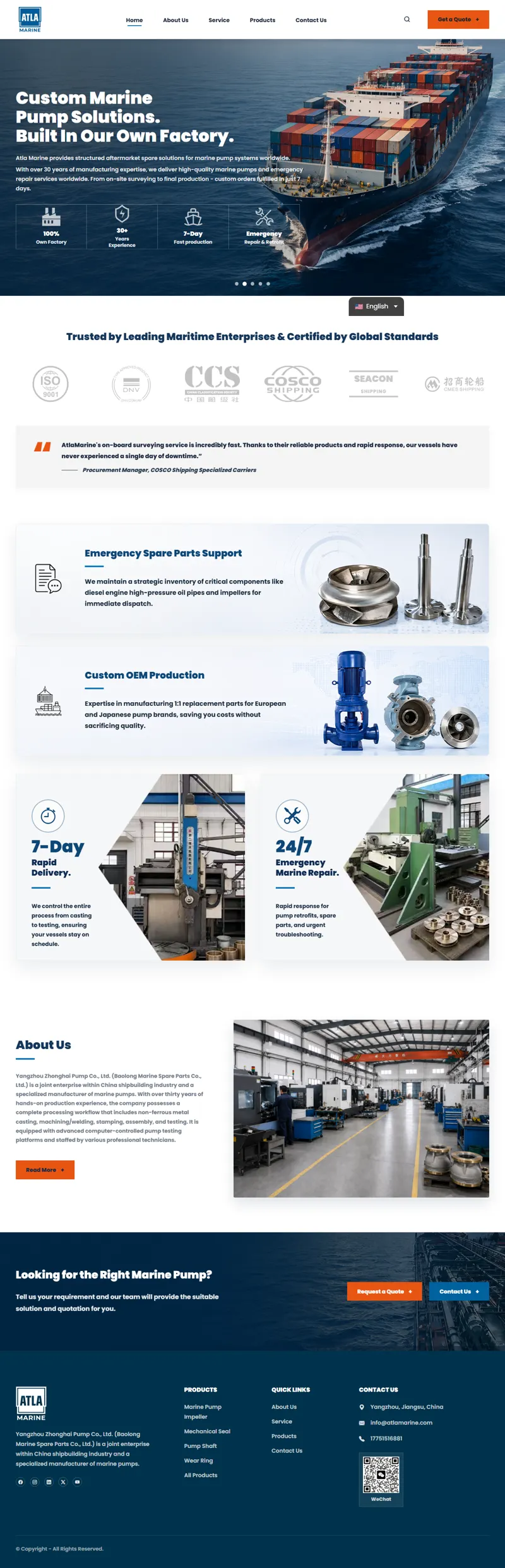 ATLA Marine | Custom Marine Pump Solutions 网页长截图