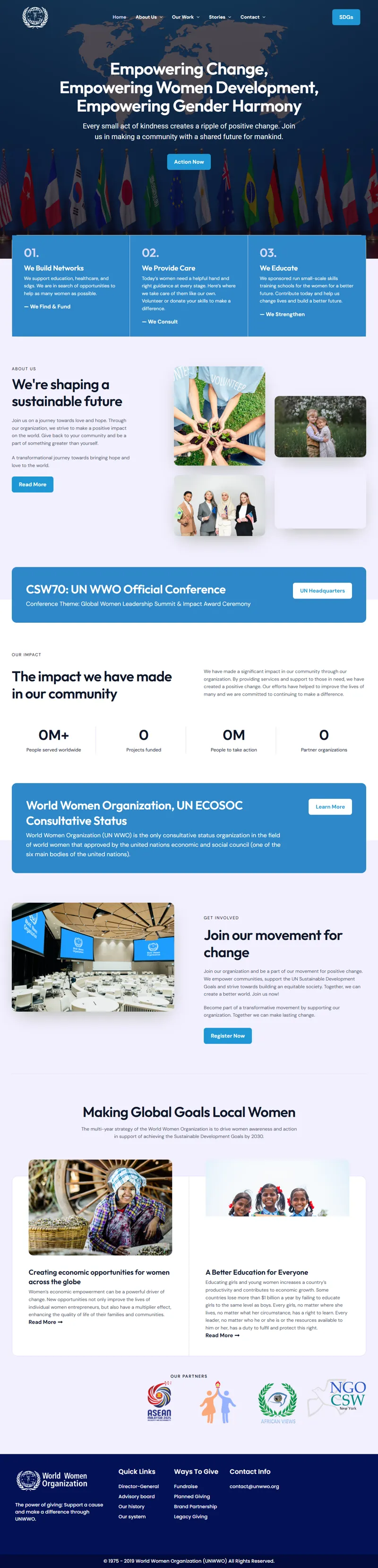 Welcome | UN World Women Organization – Headquarters（世界妇女组织） 网页长截图